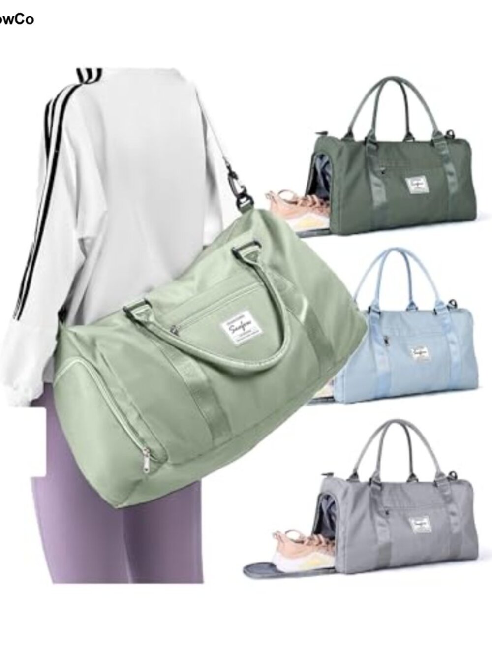 Waterproof Gym Duffel Bag Shoe Wet Pocket Weekender Carry On Travel Tote